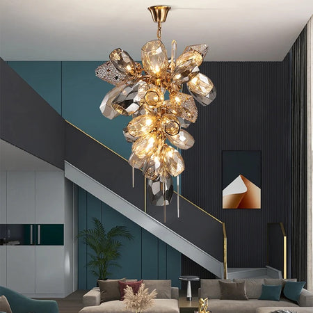 Modern Chandelier Luxury Calais Large Brass Crystal Murano Glass Lobby Villa Hall Stairs Lights