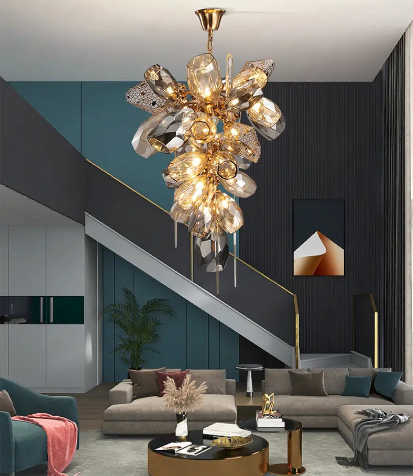 Modern Chandelier Luxury Calais Large Brass Crystal Murano Glass Lobby Villa Hall Stairs Lights