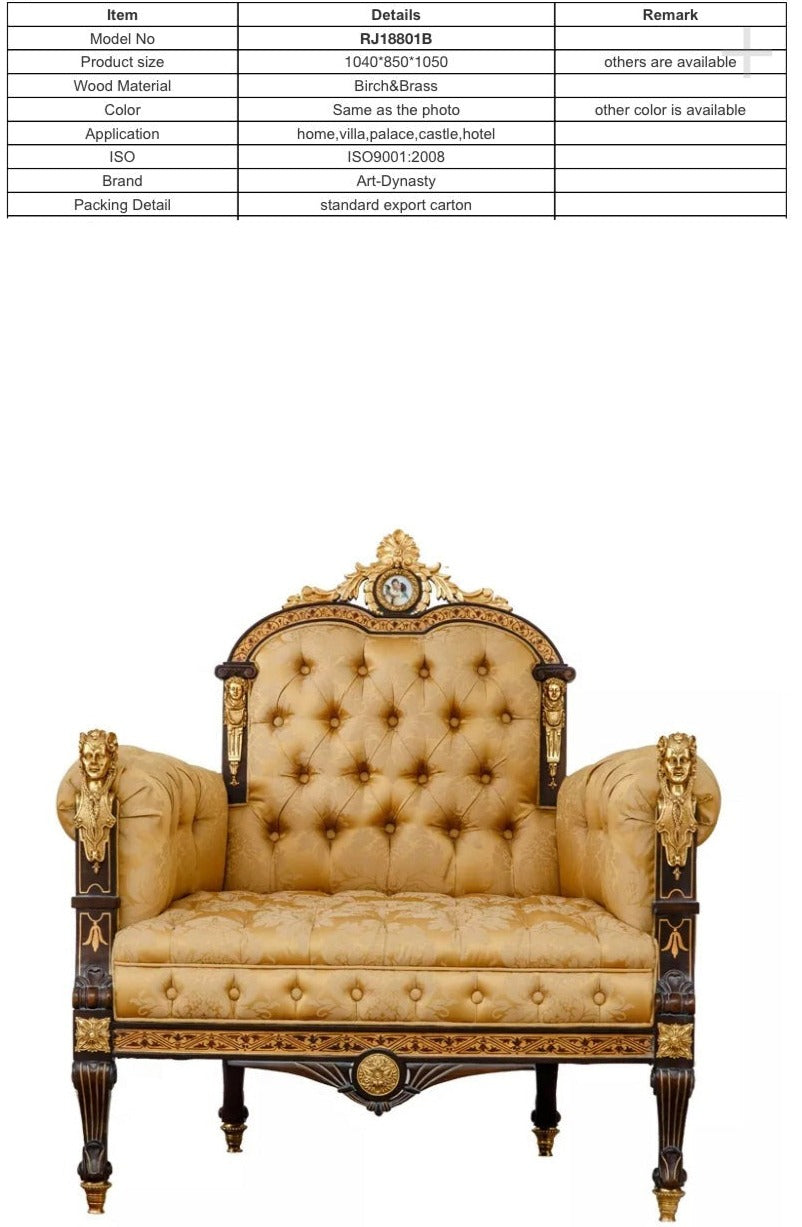 Sofa 1 Seater Noble Single Seat Sofa Unique Baroque Design Luxury Royal Furniture Sofa Set