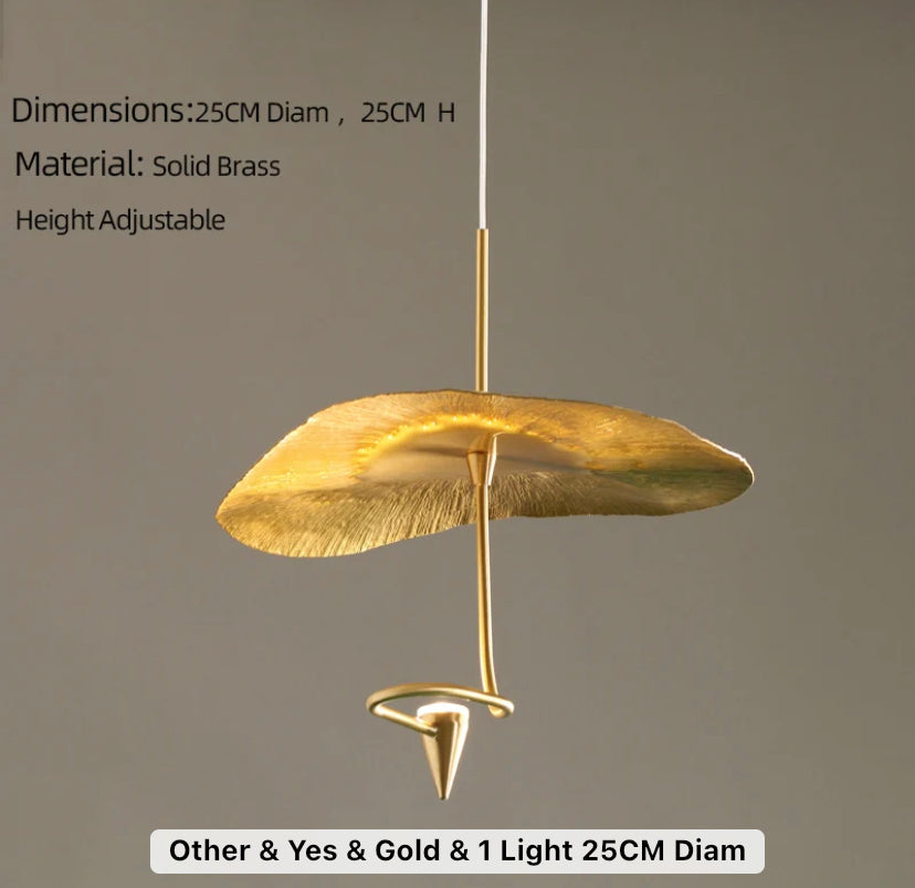 Designer Chandelier Gold Copper High Handmade Lotus Leaf Hotel, Home Staircase Duplex Hall Pendant Light