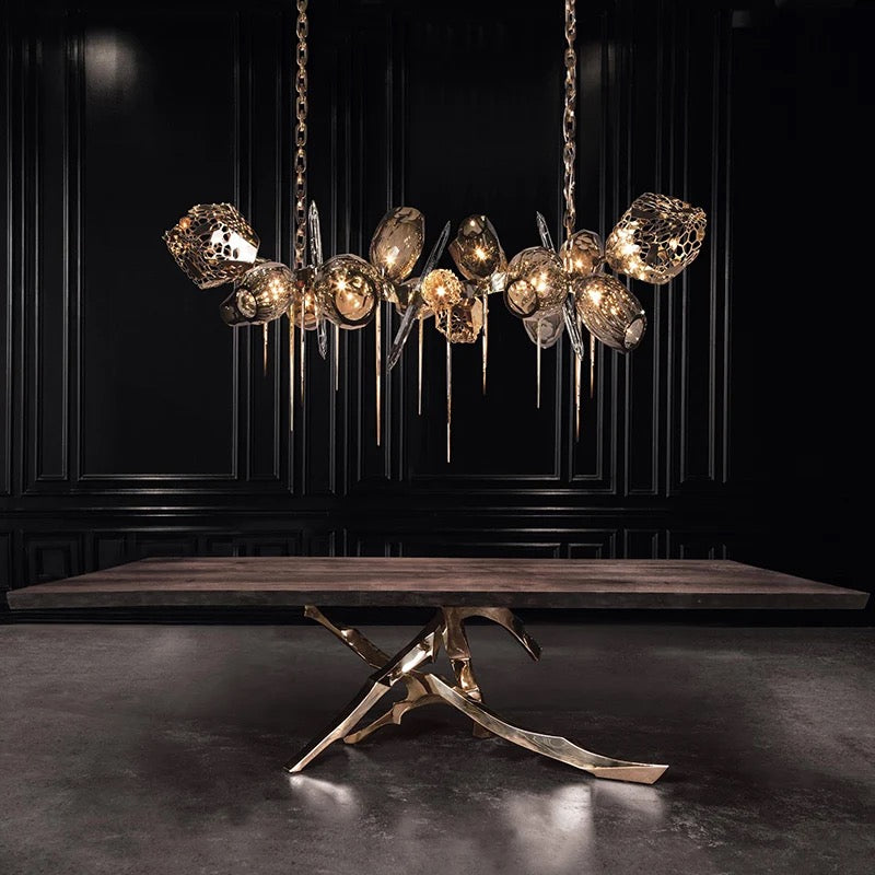 Modern Chandelier Luxury Calais Large Brass Crystal Murano Glass Hotel, Home Living, Dining Room Lights