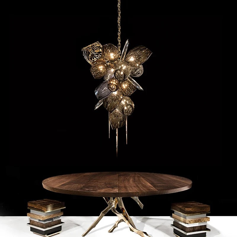 Modern Chandelier Luxury Calais Large Brass Crystal Murano Glass Hotel, Home Living, Dining Room Lights