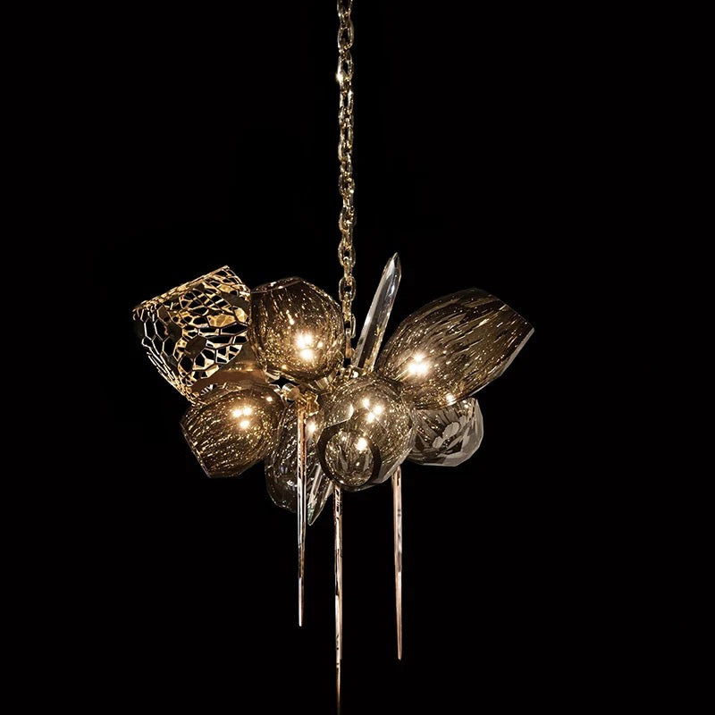 Modern Chandelier Luxury Calais Large Brass Crystal Murano Glass Hotel, Home Living, Dining Room Lights