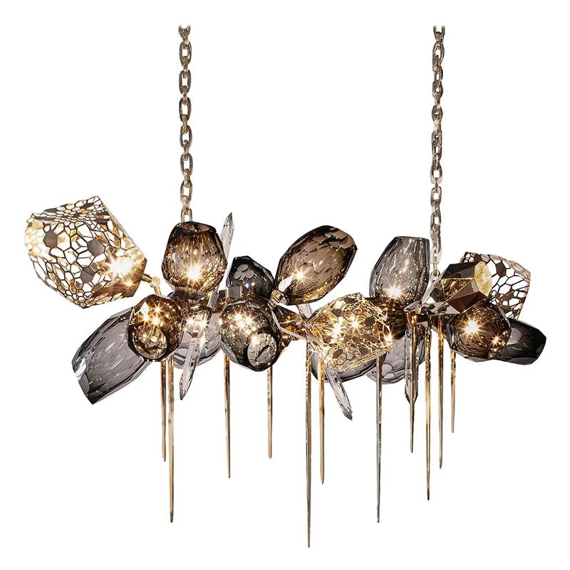 Modern Chandelier Luxury Calais Large Brass Crystal Murano Glass Hotel, Home Living, Dining Room Lights