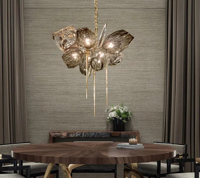 Modern Chandelier Luxury Calais Large Brass Crystal Murano Glass Hotel, Home Living, Dining Room Lights