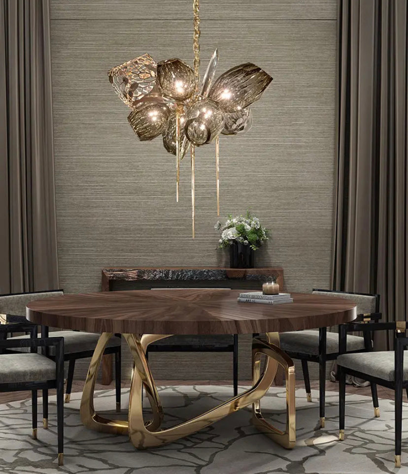 Modern Chandelier Luxury Calais Large Brass Crystal Murano Glass Hotel, Home Living, Dining Room Lights