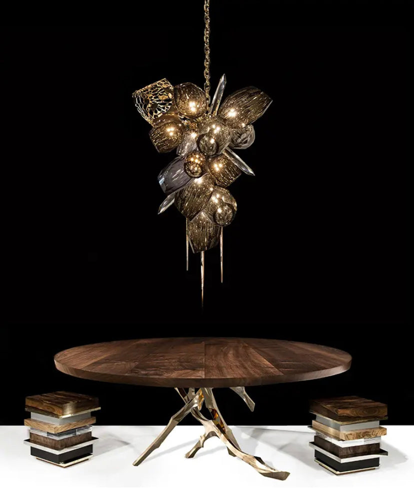 Modern Chandelier Luxury Calais Large Brass Crystal Murano Glass Hotel, Home Living, Dining Room Lights