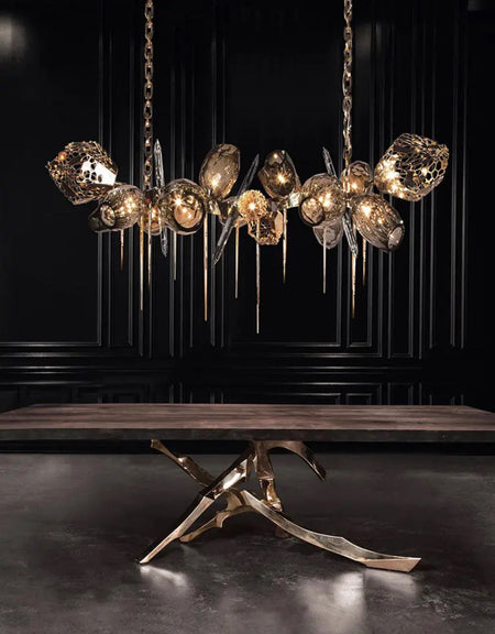 Modern Chandelier Luxury Calais Large Brass Crystal Murano Glass Hotel, Home Living, Dining Room Lights