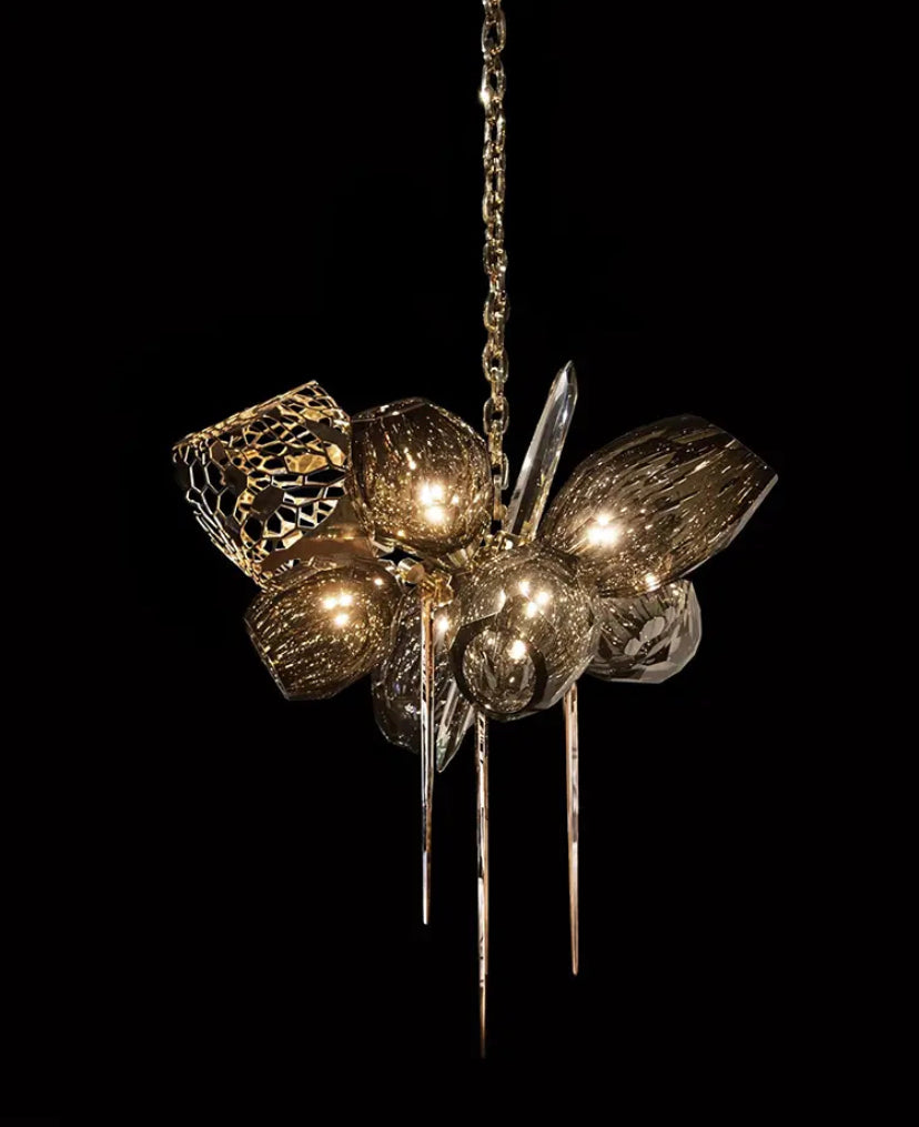 Modern Chandelier Luxury Calais Large Brass Crystal Murano Glass Hotel, Home Living, Dining Room Lights