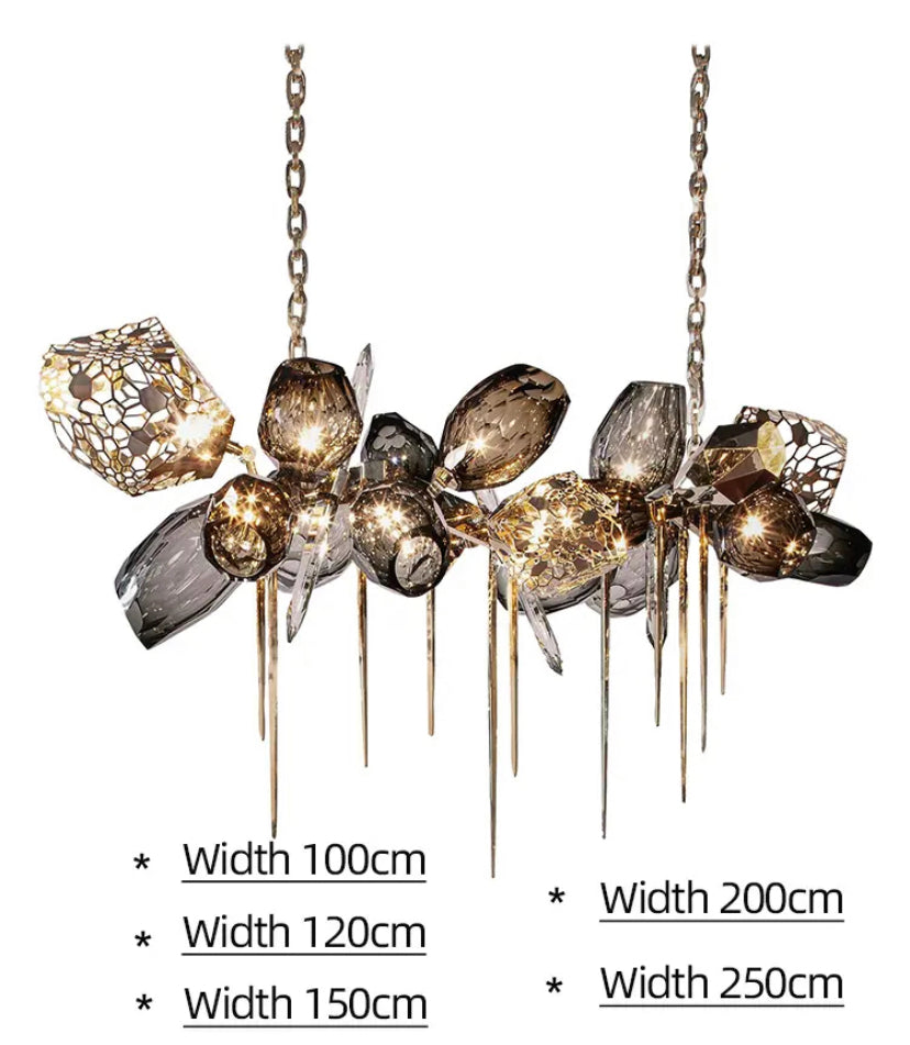 Modern Chandelier Luxury Calais Large Brass Crystal Murano Glass Hotel, Home Living, Dining Room Lights