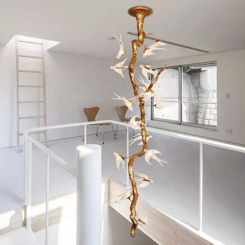 Designer Pendant Light Luxury Tree Branch Bird Crystal, Glass Chandelier Home Living, Dining Room Lights