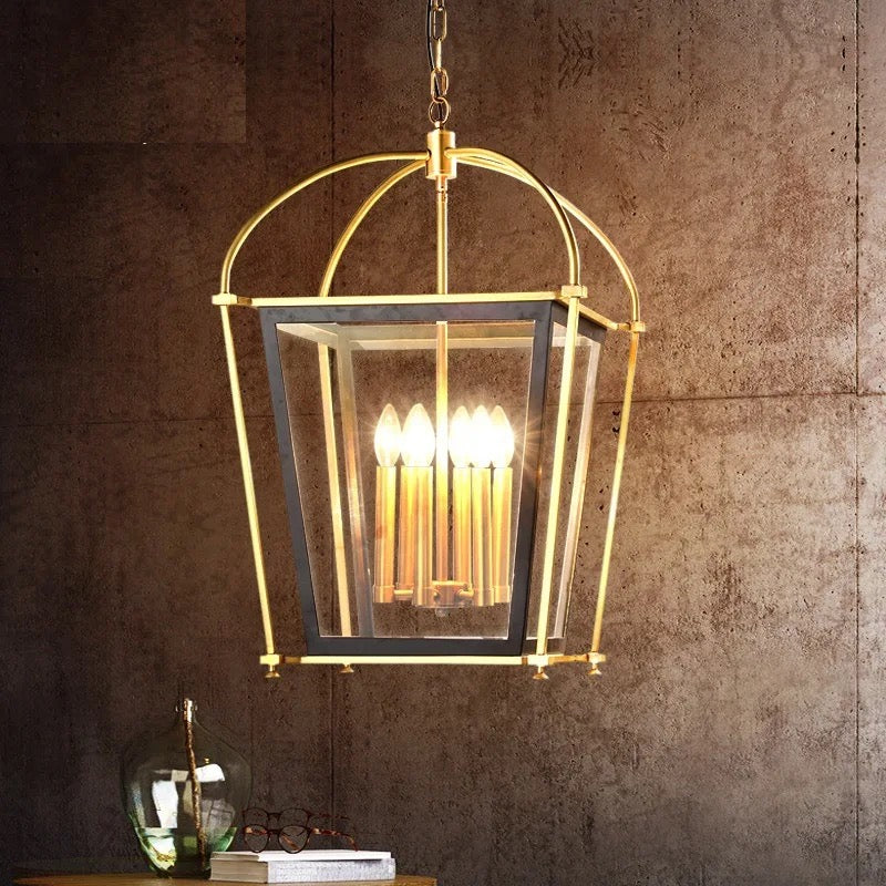 Antique Pendant Light Creative Design Brass Cage Hanging Lamp Kitchen Dining Room Lights