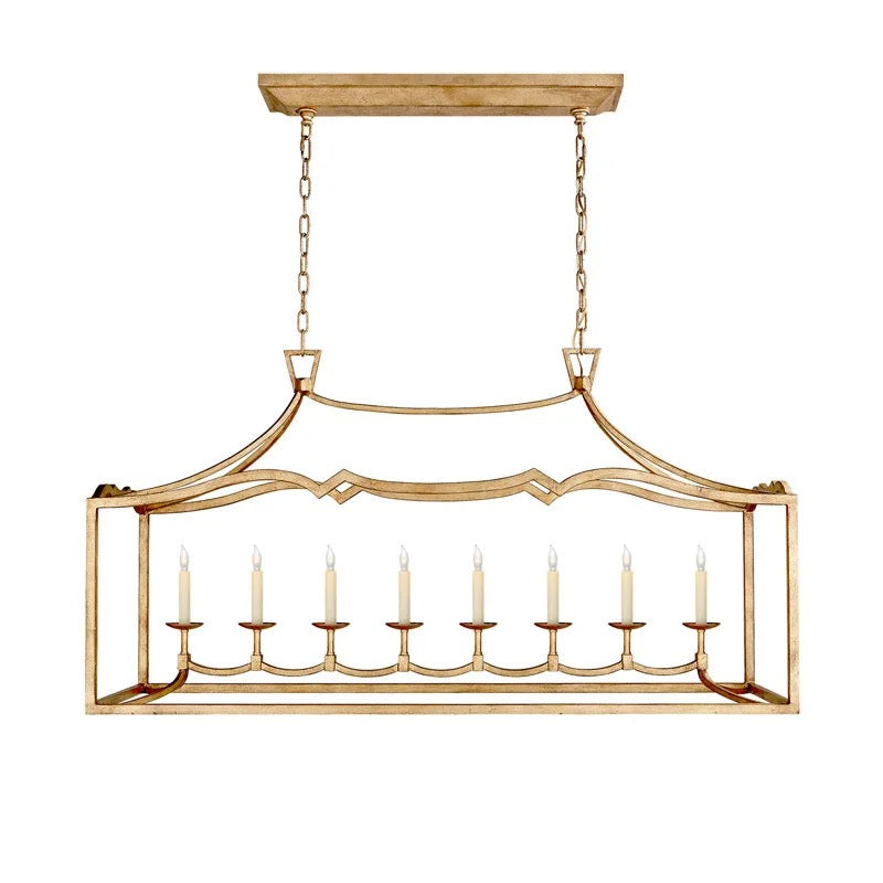 Vintage Pendant Light Classic Indoor Dining Room Candle Luxury Rectangular Chandelier