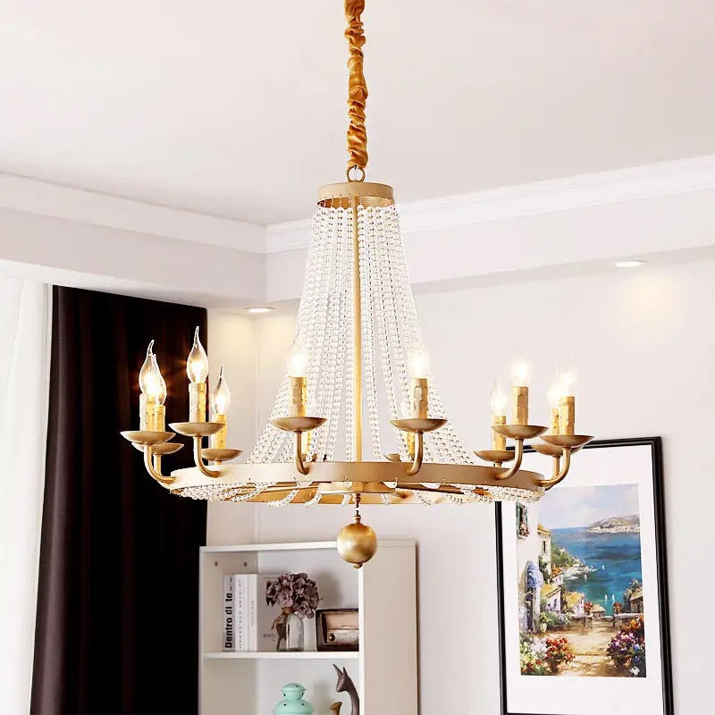 Antique Chandelier Luxury Iron Linear Crystal Light Hotel, Home Dining Room Bedroom Foyer Lobby Lights