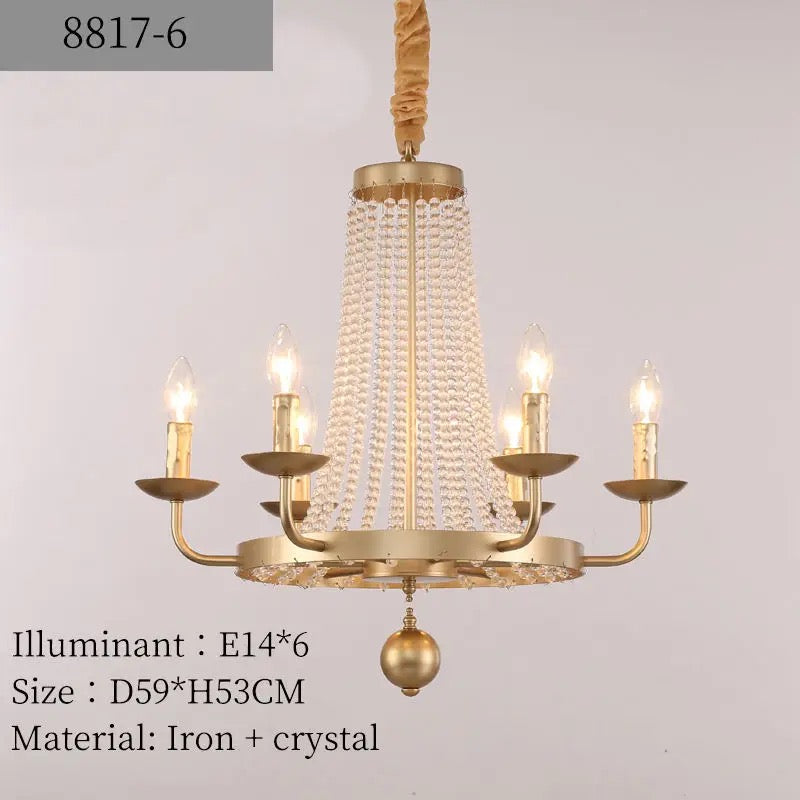 Antique Chandelier Luxury Iron Linear Crystal Light Hotel, Home Dining Room Bedroom Foyer Lobby Lights