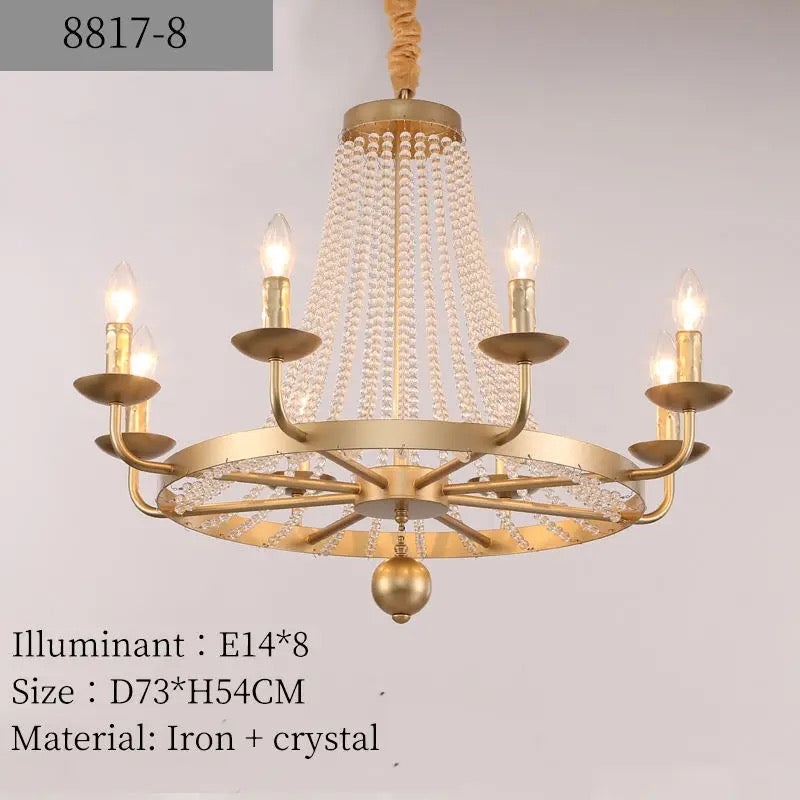 Antique Chandelier Luxury Iron Linear Crystal Light Hotel, Home Dining Room Bedroom Foyer Lobby Lights