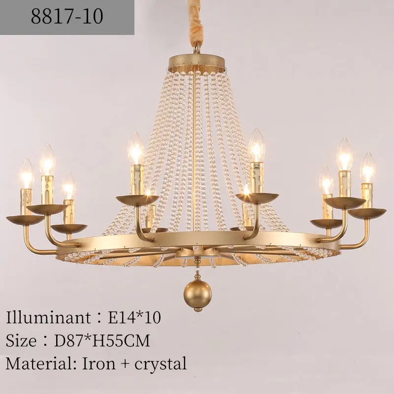 Antique Chandelier Luxury Iron Linear Crystal Light Hotel, Home Dining Room Bedroom Foyer Lobby Lights