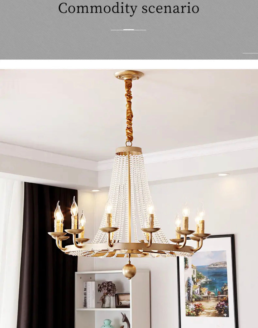 Antique Chandelier Luxury Iron Linear Crystal Light Hotel, Home Dining Room Bedroom Foyer Lobby Lights