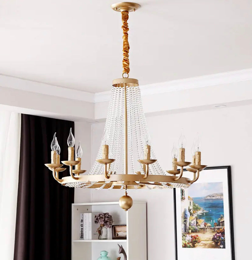 Antique Chandelier Luxury Iron Linear Crystal Light Hotel, Home Dining Room Bedroom Foyer Lobby Lights