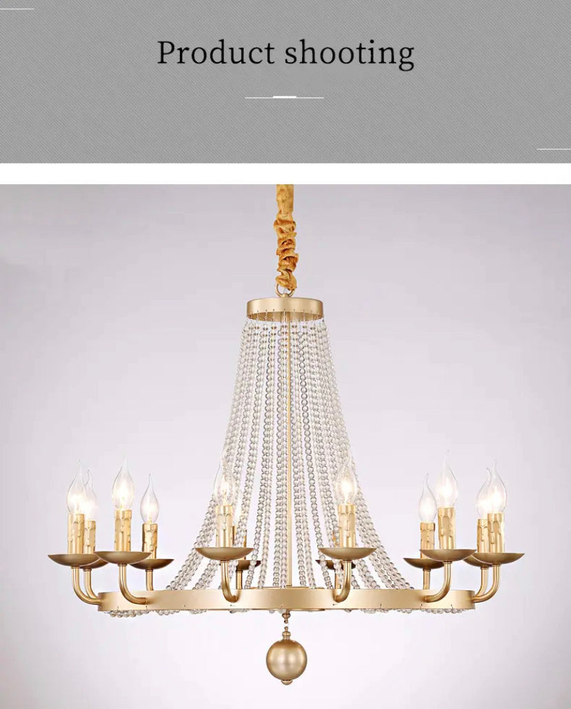 Antique Chandelier Luxury Iron Linear Crystal Light Hotel, Home Dining Room Bedroom Foyer Lobby Lights