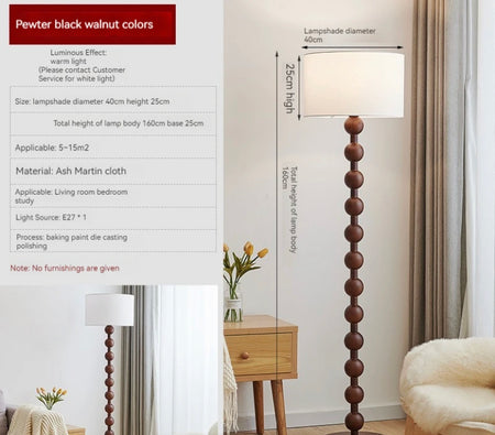 Vintage Floor Lamp French Retro Solid Wood Living Room, Bedroom Decorative Lighting