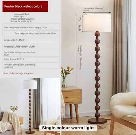 Vintage Floor Lamp French Retro Solid Wood Living Room, Bedroom Decorative Lighting