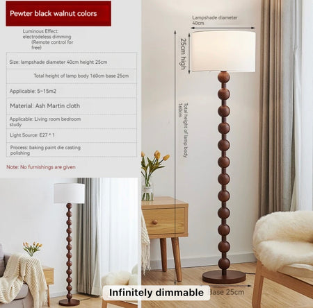 Vintage Floor Lamp French Retro Solid Wood Living Room, Bedroom Decorative Lighting