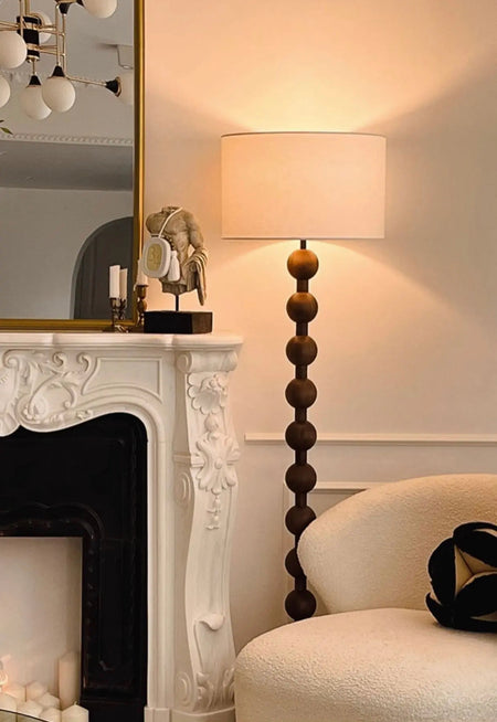 Vintage Floor Lamp French Retro Solid Wood Living Room, Bedroom Decorative Lighting