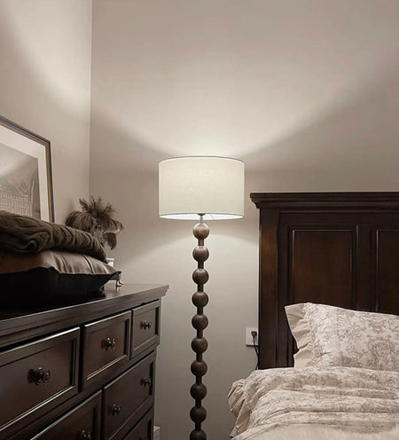 Vintage Floor Lamp French Retro Solid Wood Living Room, Bedroom Decorative Lighting