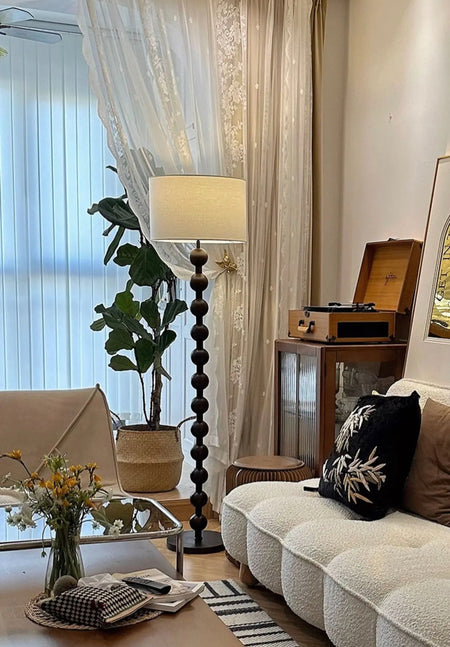 Vintage Floor Lamp French Retro Solid Wood Living Room, Bedroom Decorative Lighting
