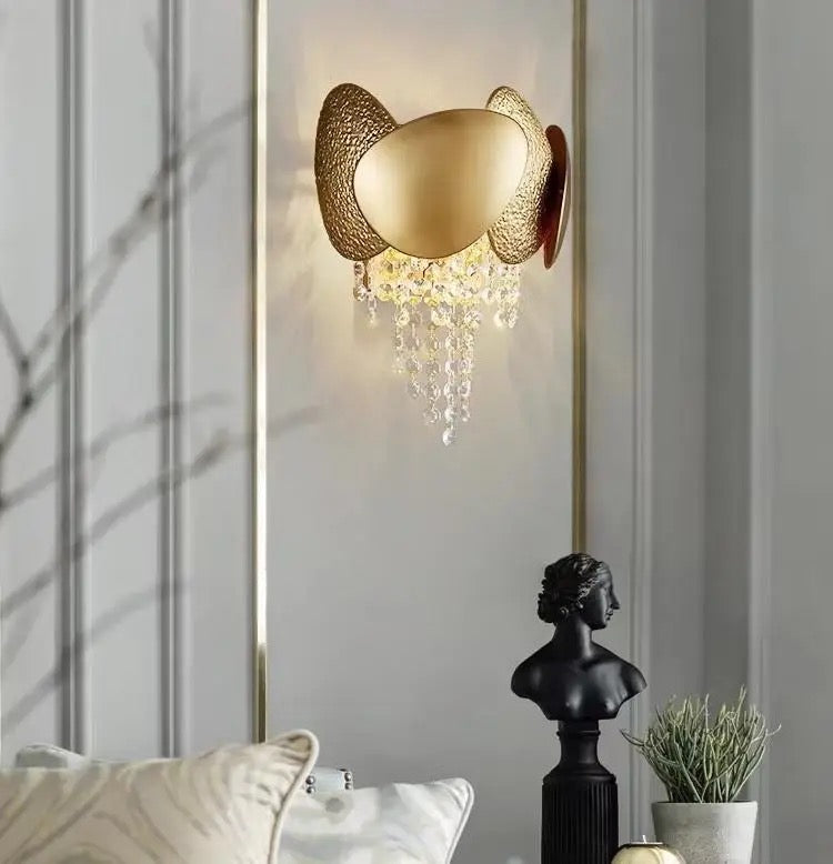 Modern Led Wall Sconce Home, Hotel Bedroom Bedside Crystal Copper Indoor Wall Lights