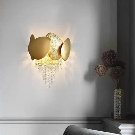 Modern Led Wall Sconce Home, Hotel Bedroom Bedside Crystal Copper Indoor Wall Lights