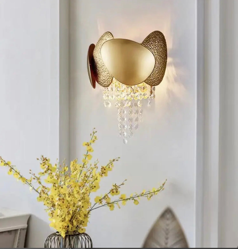 Modern Led Wall Sconce Home, Hotel Bedroom Bedside Crystal Copper Indoor Wall Lights