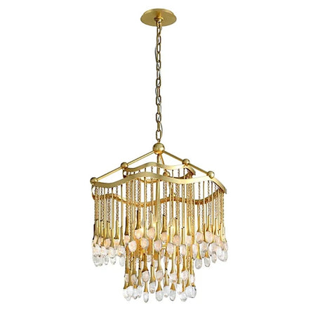 Modern Chandelier Hotel, Home Hanging Decor Crystal Pendant Light Drop Linear Chain