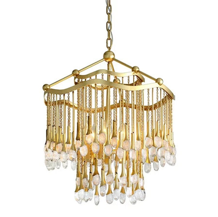 Modern Chandelier Hotel, Home Hanging Decor Crystal Pendant Light Drop Linear Chain