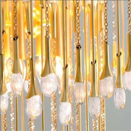 Modern Chandelier Hotel, Home Hanging Decor Crystal Pendant Light Drop Linear Chain