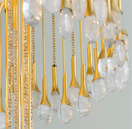 Modern Chandelier Hotel, Home Hanging Decor Crystal Pendant Light Drop Linear Chain