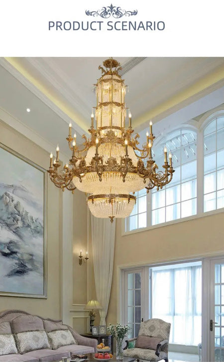 Antique Chandelier Interior Design French Luxury Imperial Crystal Light Staircase Living Room Hanging Deluxe Chandelier