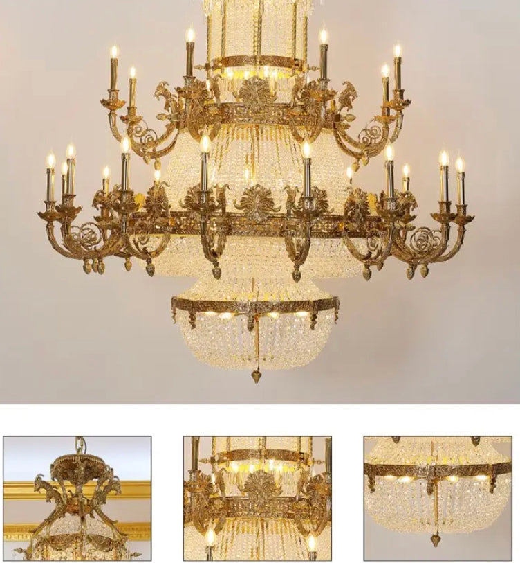 Antique Chandelier Interior Design French Luxury Imperial Crystal Light Staircase Living Room Hanging Deluxe Chandelier