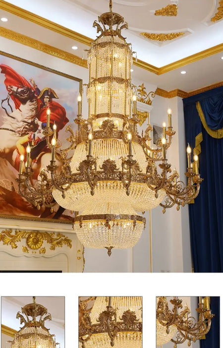 Antique Chandelier Interior Design French Luxury Imperial Crystal Light Staircase Living Room Hanging Deluxe Chandelier