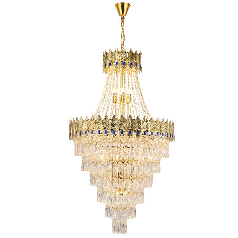 Modern Chandelier Indoor Golden Luxury Clear Crystal Hanging Decorative Villa, Living Room Lights