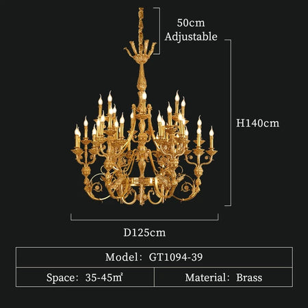 French Luxury Copper Chandelier Indoor Vintage Villa Living Room Lobby Large Chandeliers