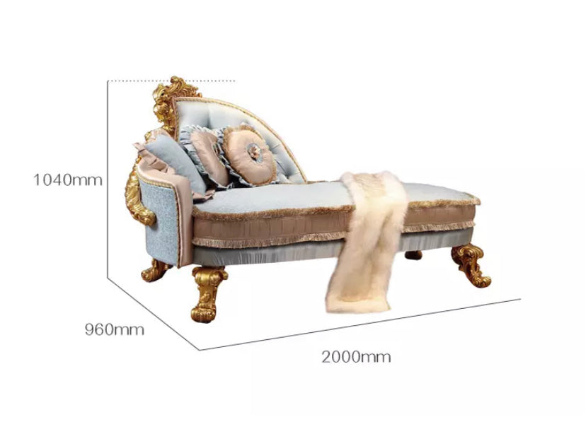 Couch European Chaise Lounge Sofas Luxury Solid Wood Gold Carving Couch