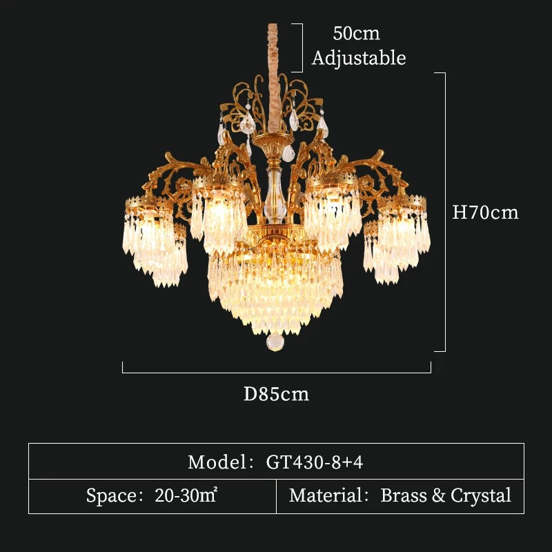 Victorian Chandelier Solid Brass Hanging Light Fixture Pendants Raindrop Crystal Glass Prism Chandelier