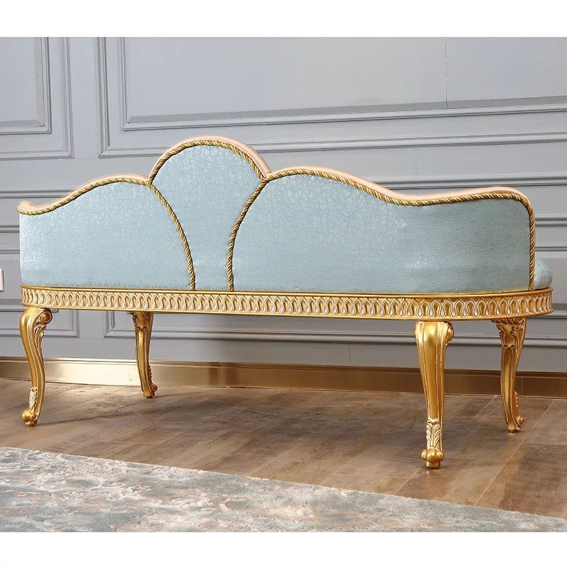 Bench Luxury European Baroque Classic Wooden Chaise Lounge Sofabench