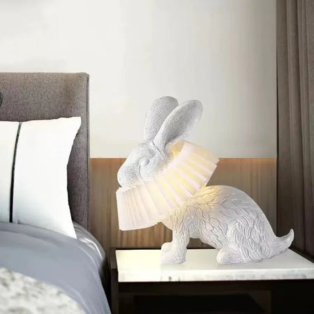 Designer Table Lamp Cartoon Rabbit Resin Decor Children Bedroom Bedside Lamps