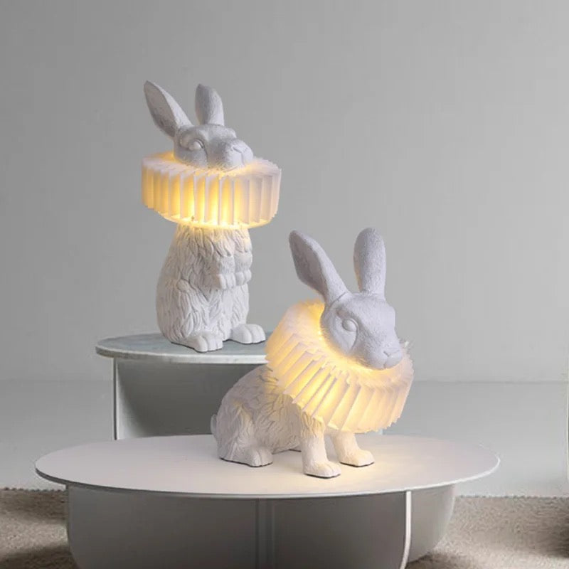 Designer Table Lamp Cartoon Rabbit Resin Decor Children Bedroom Bedside Lamps