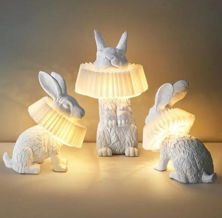 Designer Table Lamp Cartoon Rabbit Resin Decor Children Bedroom Bedside Lamps