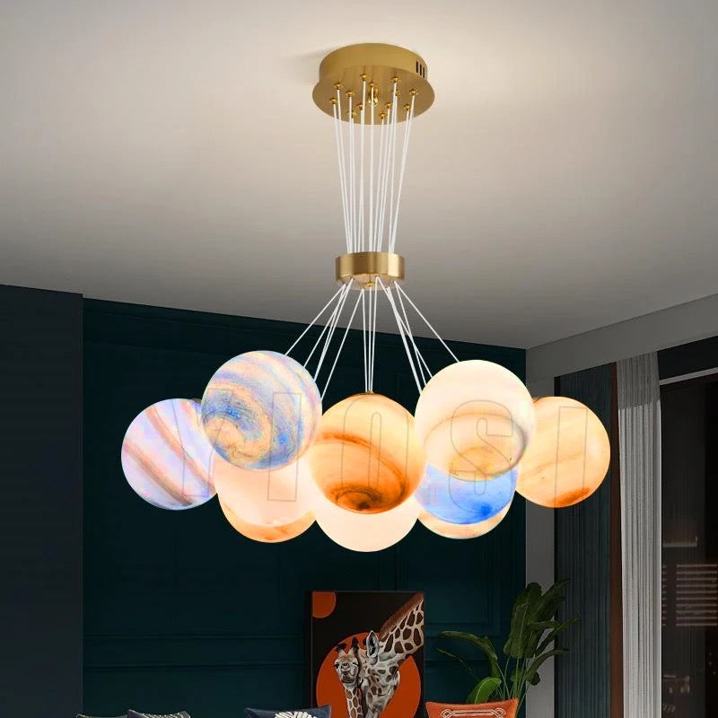 Modern Design Space Planet Art Glass Pendant Light Creative Decoration Design Children Room Pendant Light