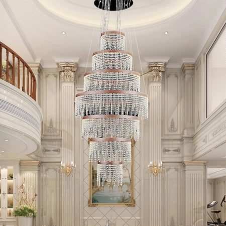 Modern Chandelier Custom Indoor Living Room Lightings Lobby Staircase Luxury Ring Crystal Led Chandelier